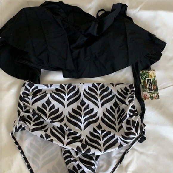 Color Sun NWT Black White Halter Bikini - Picture 5 of 9